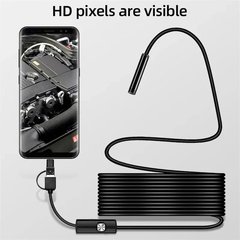 Cameră Endoscopică USB-C HD pentru Telefon – Cap Articulat, 6 LED-uri, IP67