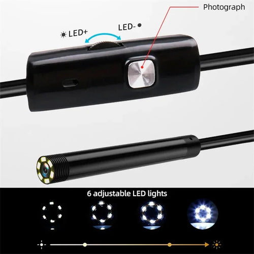 Cameră Endoscopică USB-C HD pentru Telefon – Cap Articulat, 6 LED-uri, IP67